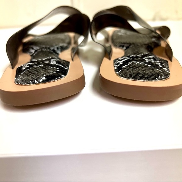 JEFFREY CAMPELL Cleah slip on black snakeskin cushion sole flat sandals women 9 - Picture 4 of 7